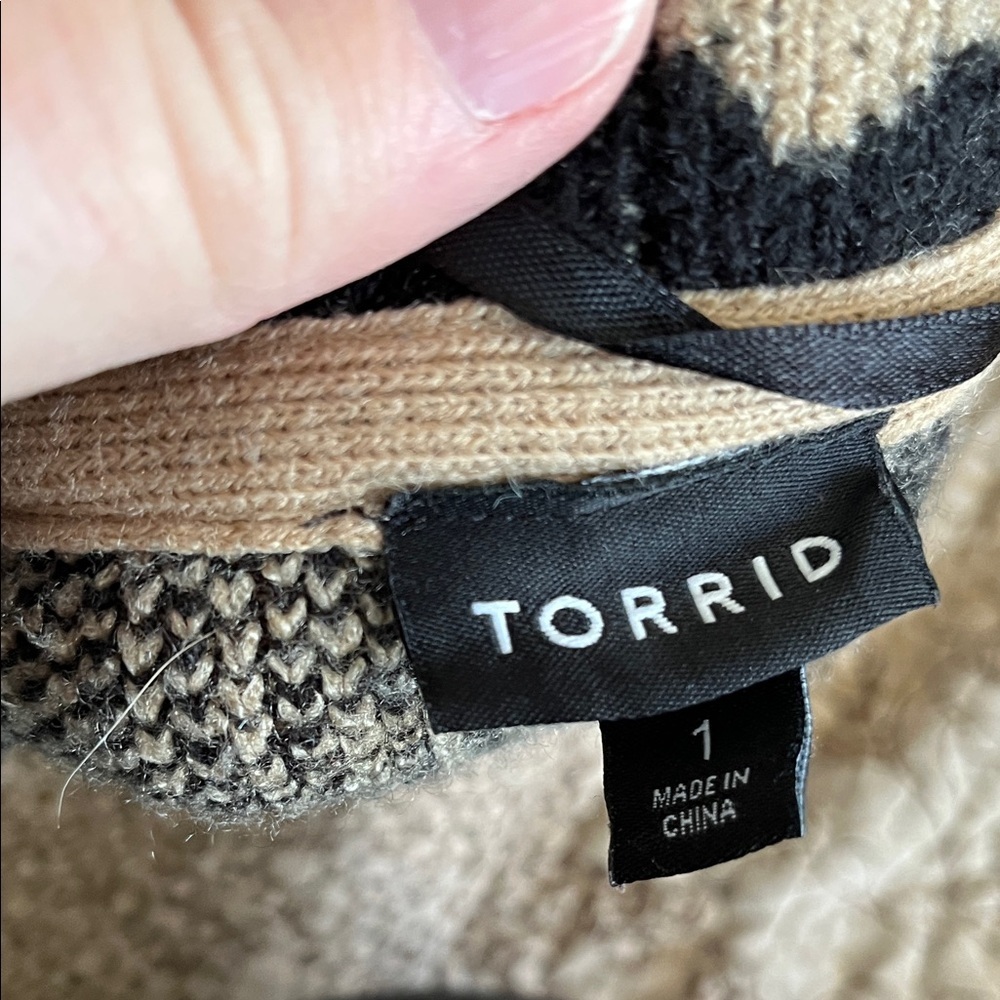 Torrid Brown & Black Animal Print “Coatigan” Long Cardigan Sweater Size 1 - Picture 7 of 7